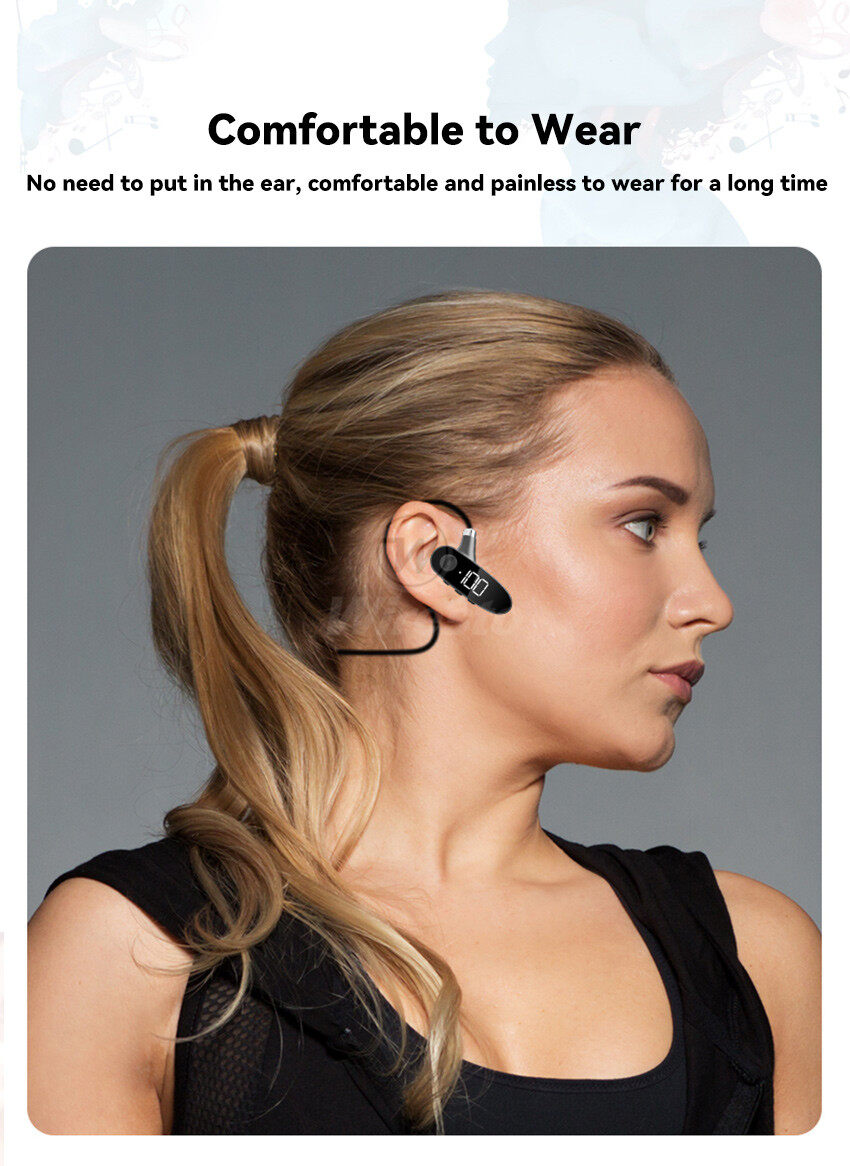 Wiresto Wireless Bluetooth 5.2 Earphone Bone Conduction Headphones Neckband Headset Non-In-Ear Sport Earbuds HD Stereo Sweat-proof Waterproof Earphones for Running Bicycling Hiking Driving Workout