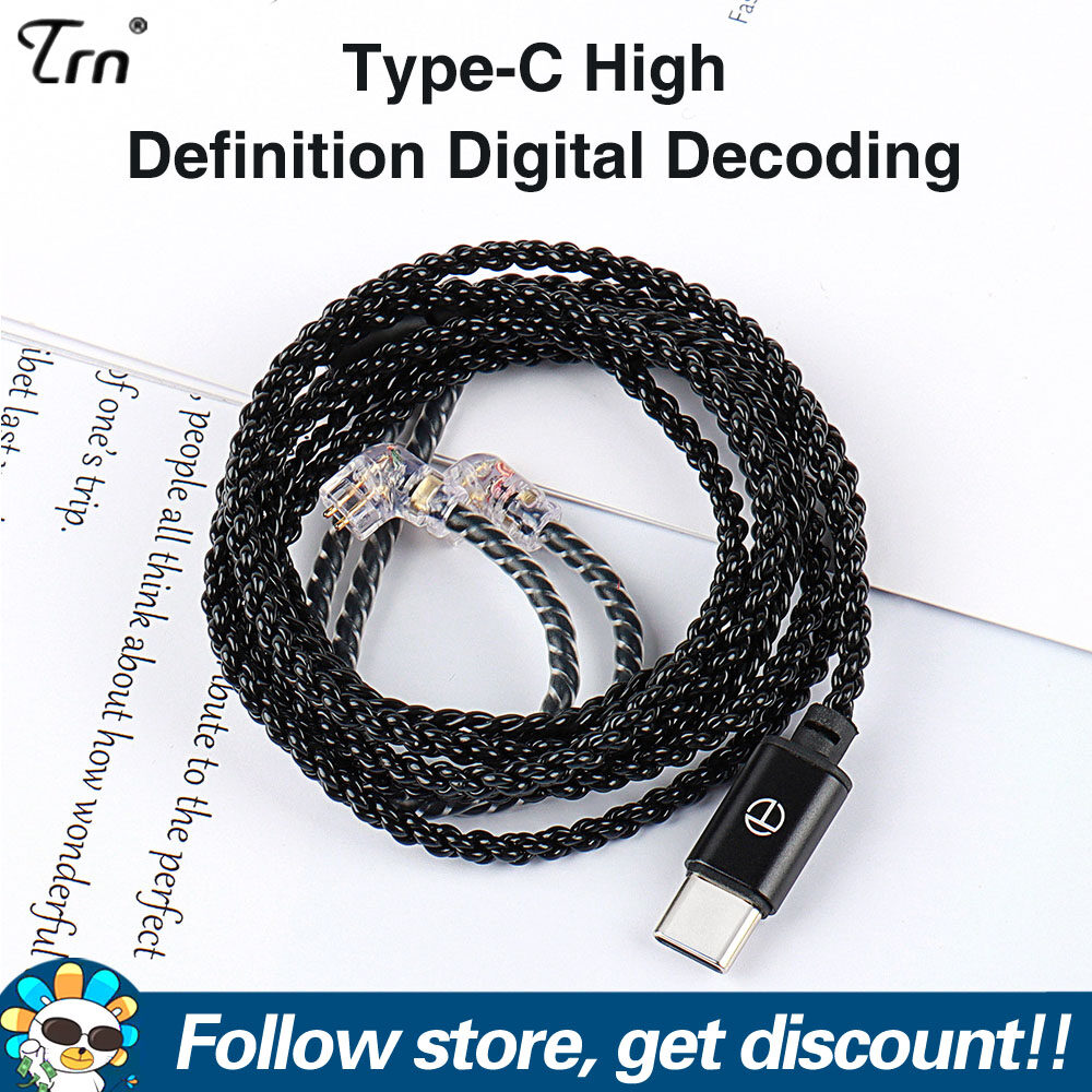 TRN A6 Type-C Earphone Upgrade Cable High Definition Digital Decoding Earbuds Upgraded Line 2Pin HiFi Headphone Replacement Cable Upgrate Headsets Wire For KZ ZSN AS16 DQ6S EDS EDA EDX ZS10 Pro GK GS1