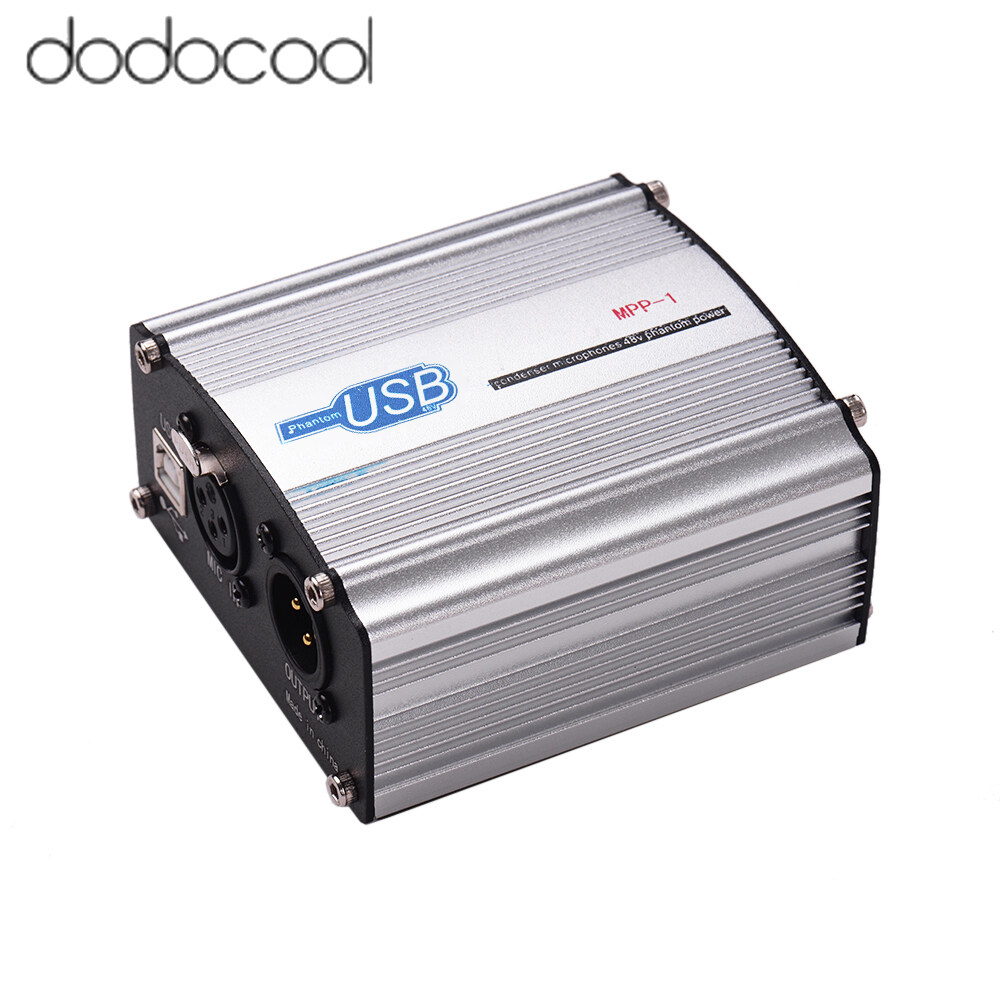 dodocool 48V Phantom Power Supply Box for Condenser Microphone Studio Music Recording USB-Powered Operation