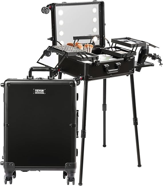 VEVOR Makeup Train Case Professional Makeup Storage Organizer Box Make Up Carrier for Women and Girls